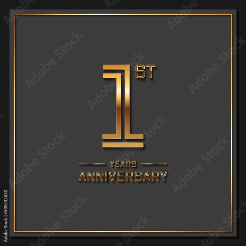 1 Year Anniversary logotype. Anniversary celebration template design for booklet, leaflet, magazine, brochure poster, banner, web, invitation or greeting card. Vector illustrations.