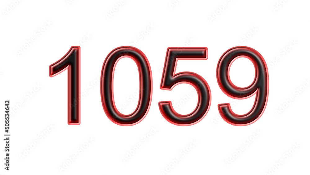 red 1059 number 3d effect white background red 1059 number 3d effect white background