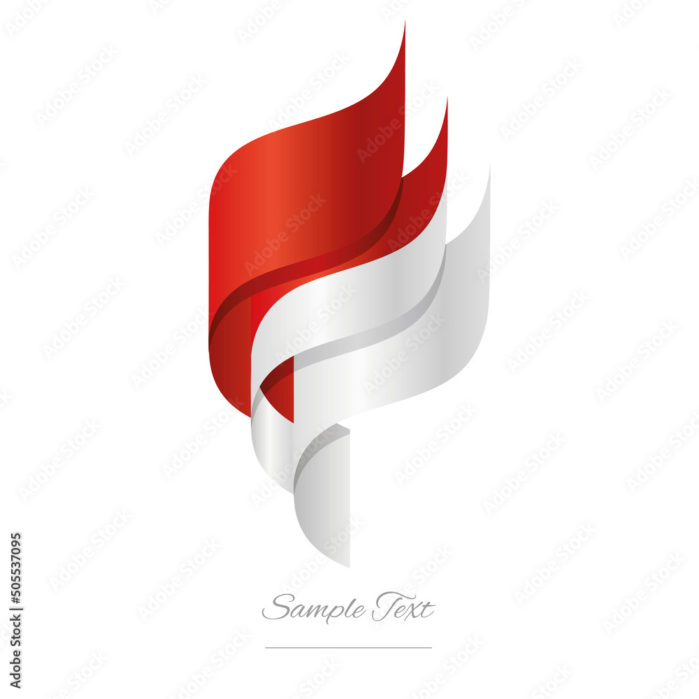 Indonesia Abstract 3d Wavy Flag Red White Modern Indonesian Ribbon