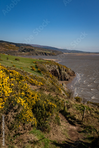 View from the coastal path along the Solway coast.  Sandyhills beach, Dumfries and Galloway, Scotland. photo