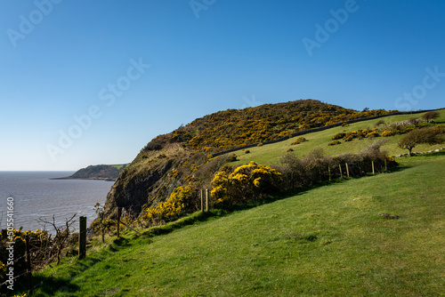 View from the coastal path along the Solway coast.  Sandyhills beach, Dumfries and Galloway, Scotland. photo