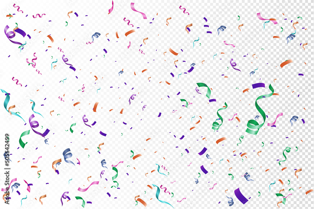 Abstract colorful confetti decorative transparent background vector