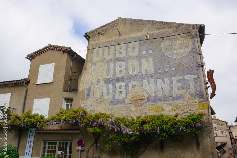 Veiw at the medieval street in the in Lautrec, France