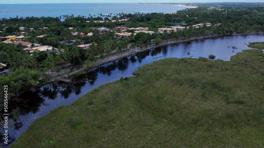 Aerial view of Praia do Forte and Timeantube Lagoon - Mata de São João, Bahia, Brazil Aerial view of Praia do Forte and Timeantube Lagoon - Mata de São João, Bahia, Brazil