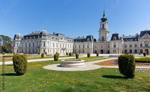 Festetics baroque palace at the center of its magnificent park in Keszthely, Hungary