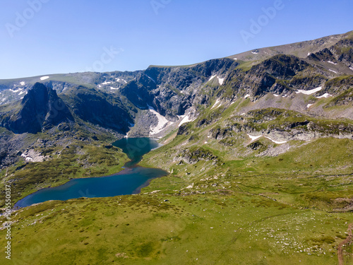 Aerial view of The Seven Rila Lakes  Rila Mountain  Bulgaria
