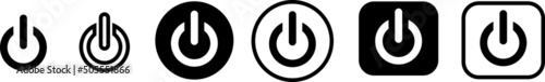 Vector set of black and white shut off and shut on buttons
