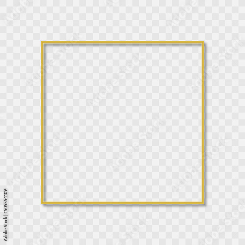 Square Golden Frame on transparent Background