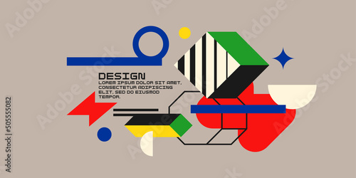 Composition with geometric shapes. Abstract background for design. A template for advertising in a modern style. photo