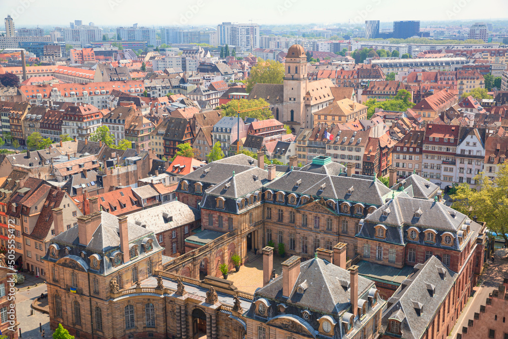 Obraz na plátně Beautiful panoramic view to old town of Strasbourg, Alsase, France