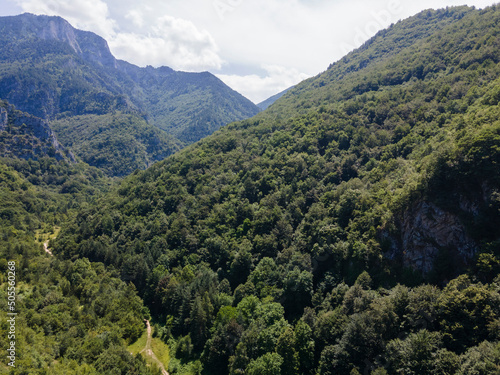 Aerial view of Rhodopes near The Red Wall peak  Bulgaria