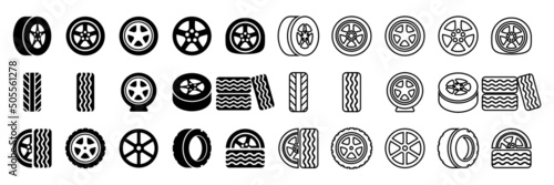 Tire icons vector set illustration photo