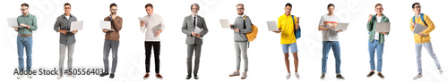 Set of men with laptops iso...