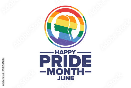 Happy Pride Month. LGBT. June. Holiday concept. Template for background, banner, card, poster with text inscription. Vector EPS10 illustration.