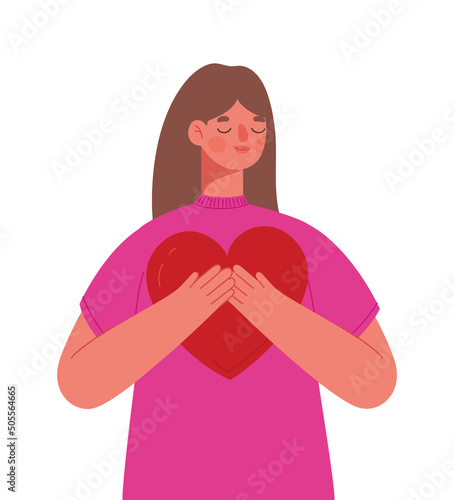 woman holding a heart