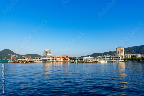 [長崎県]晴天の佐世保港ターミナル（古くから軍港として栄えた天然の良港）