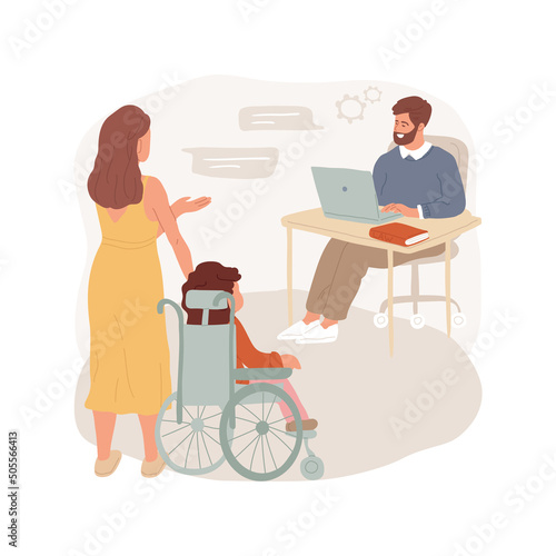 Legal assistance isolated cartoon vector illustration. Parent consulting service, legal information, know your rights, children with disabilities, kids with special needs vector cartoon.