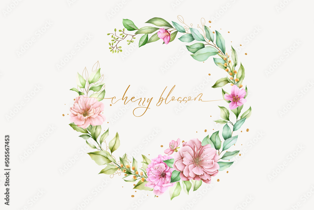 hand drawn sakura wreath design hand drawn sakura wreath design