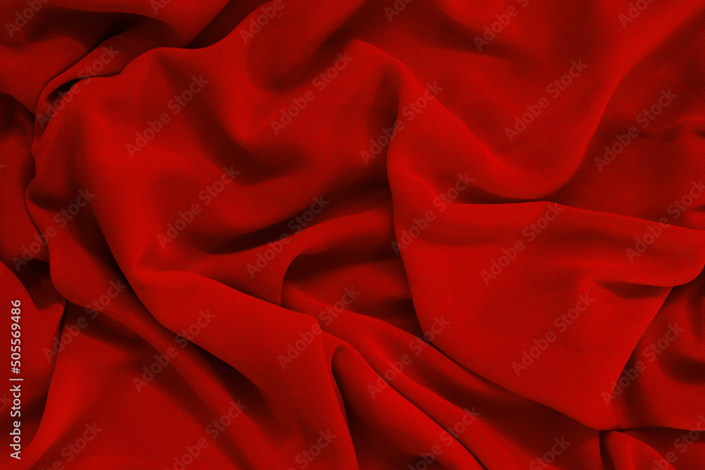 Red silk or satin fabric texture can use as abstract background.Top view. Red silk or satin fabric texture can use as abstract background.Top view.