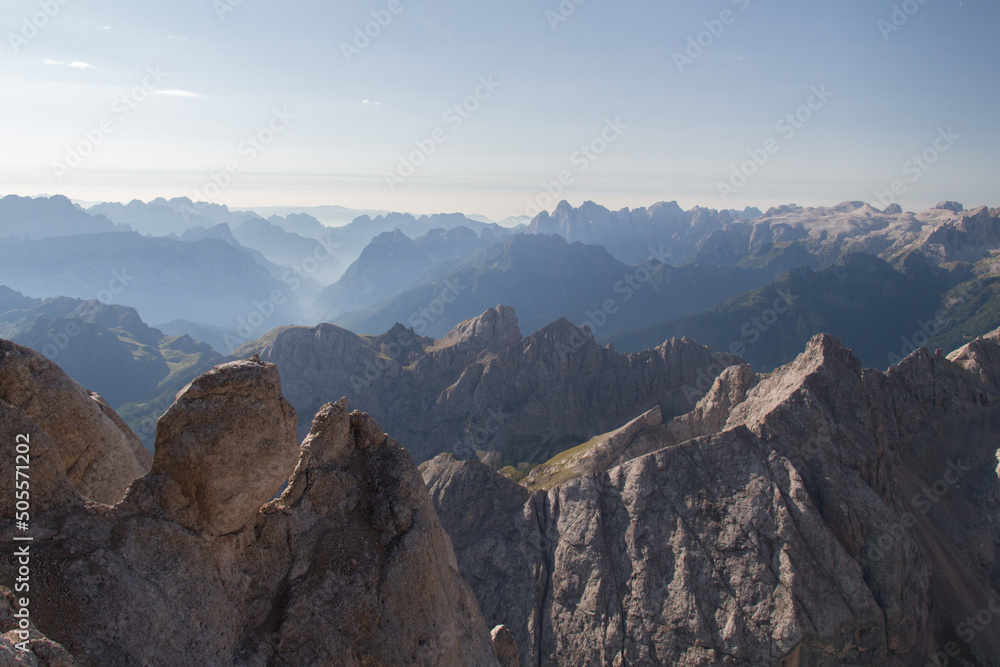 Picturesque mountain landscape in a sunny day, Dolomites, Italy.