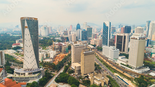 Photography Kuala Lumpur, Malaysia - March 5, 2021: Panorama cityscape view in the middle of Kuala Lumpur city center, day time , Malaysia