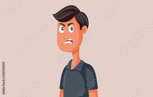 Angry Furious Man Feeling Irritated Vector Cartoon Illustration