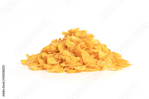 Pile of cornflakes isolated on white