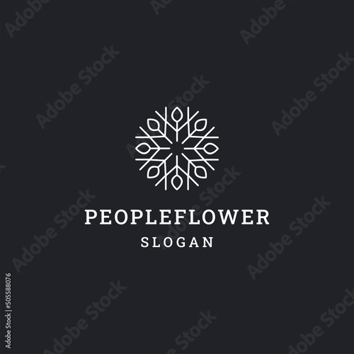 Fototapeta Naklejka Na Ścianę i Meble -  People flower simple line art logo template vector illustration design