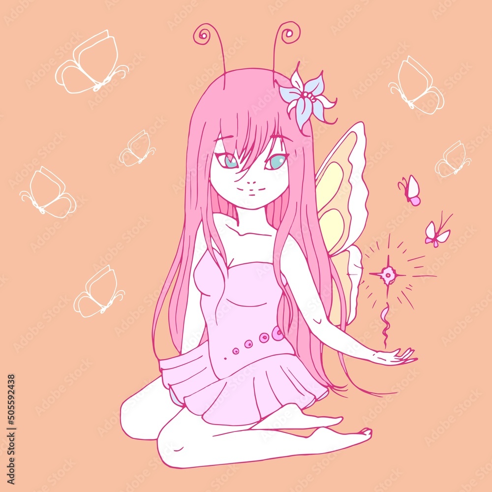 vector illustration with cute cartoon girl, card vector illustration with cute cartoon girl, card