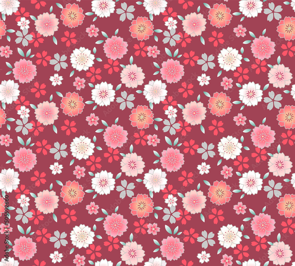 Japanese Pink Cherry Blossom Vector Seamless Pattern Japanese Pink Cherry Blossom Vector Seamless Pattern