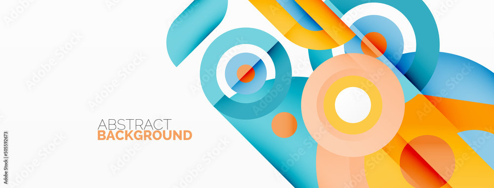 Obraz premium Abstract round shapes background. Minimalist decoration. Geometric background with circles and rings