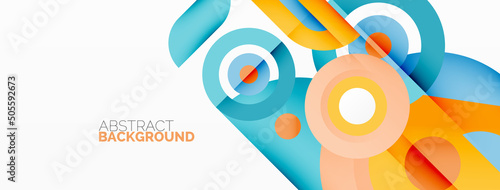 Abstract round shapes background. Minimalist decoration. Geometric background with circles and rings