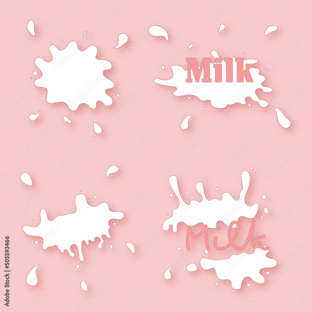 Milk Splashing background illustration. Milk, yogurt or cream splatter stain set. Drink element splash template illustration