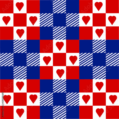 Fototapeta Naklejka Na Ścianę i Meble -  Abstract blue red plaid seamless checkered pattern vector 