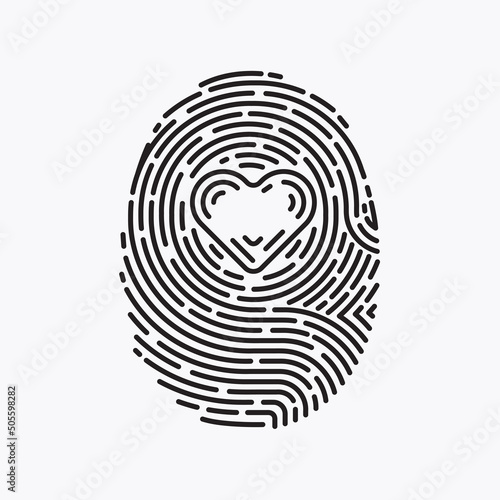 Concept astrology heart of love fingerprint DNA vector illustration.