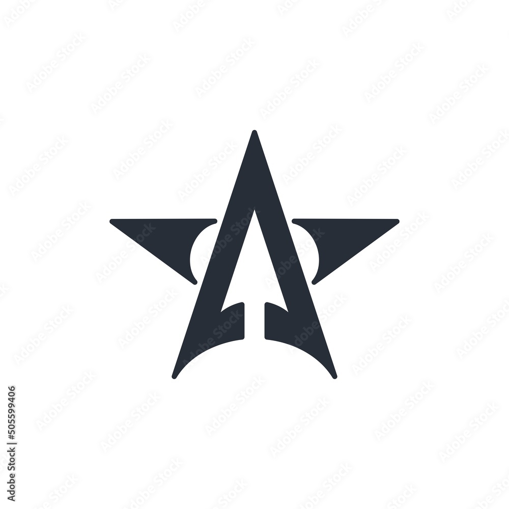 Star with an arrow up. Vector icon, logo design isolated on white background. Star with an arrow up. Vector icon, logo design isolated on white background.