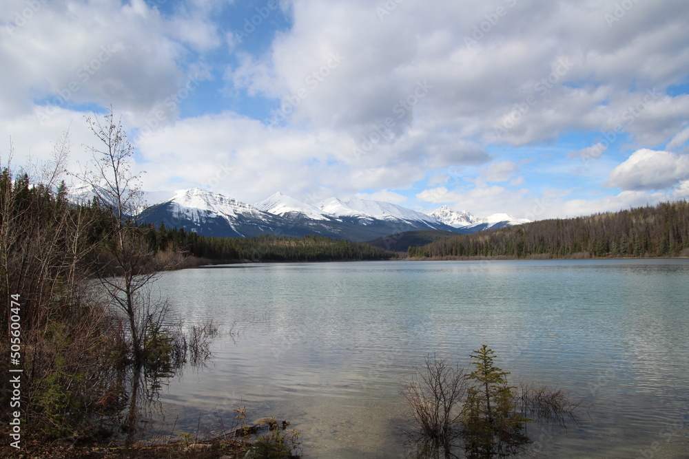 reflection of clouds in lake, Jasper National Park, Alberta