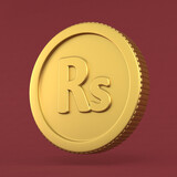 Pakistani Rupee Gold Coin 3D Render Illustration