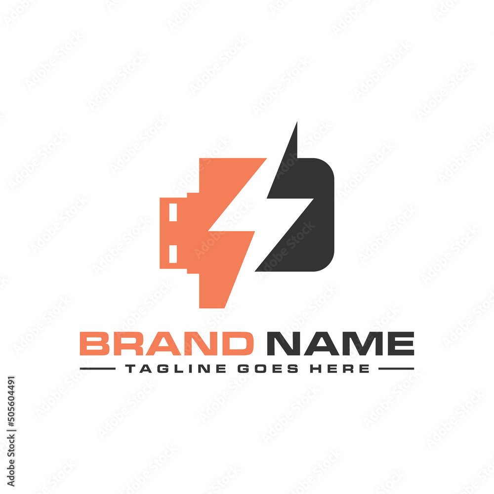 USB electric current illustration logo design USB electric current illustration logo design