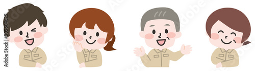 作業員スタッフのイラスト（上半身）セット