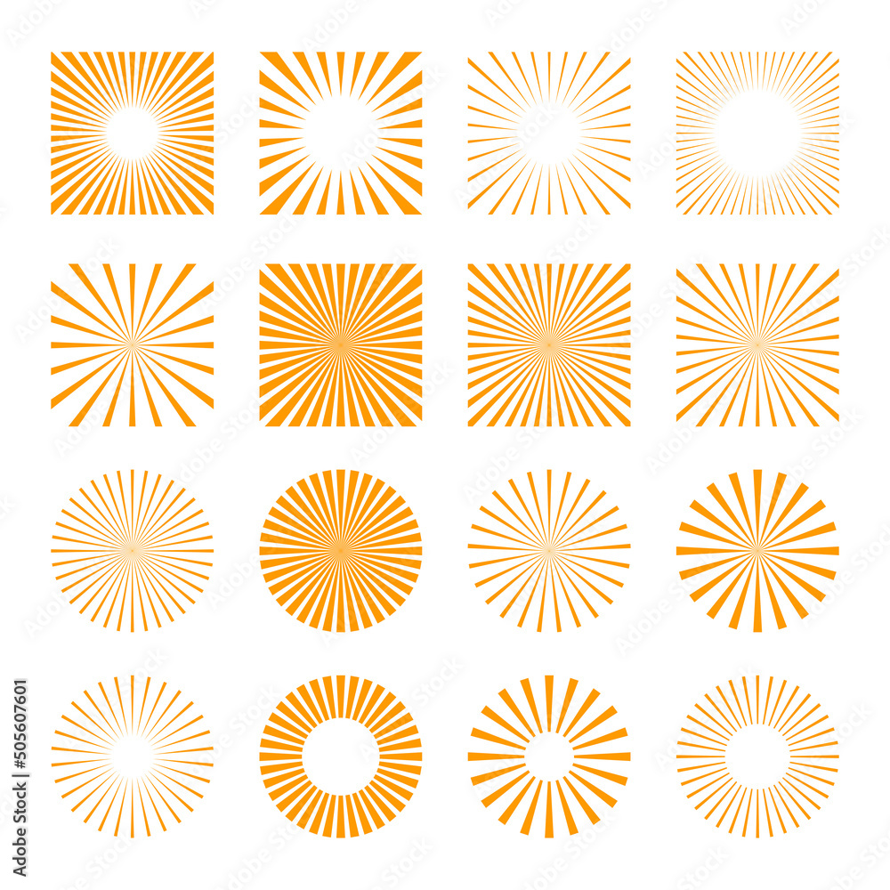 Fotografie Set of sun rays starburst background