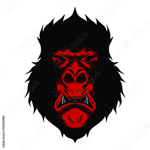 Hand Drawn Gorilla Head Angry Illustration