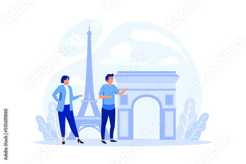 French culture and language lesson illustration. Large school subject or class set. The student studies social and natural sciences.The modern system of school education. photo