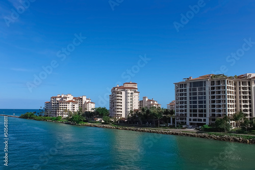 Luxury apartments in port of Miami - view from cruise liner