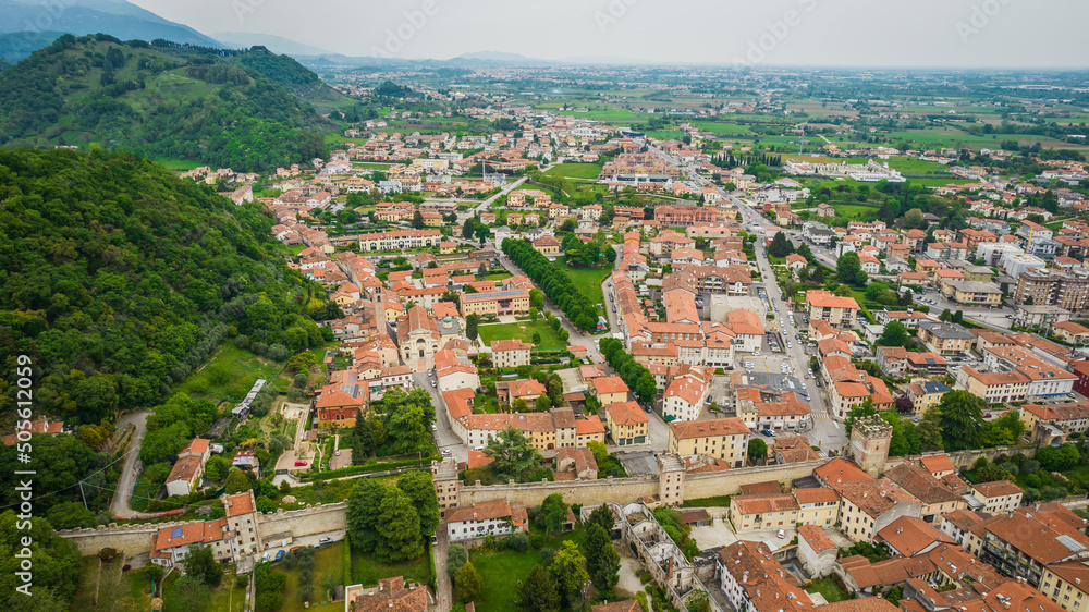 Aerial View of Marostica, Vicenza, Veneto, Italy, Europe