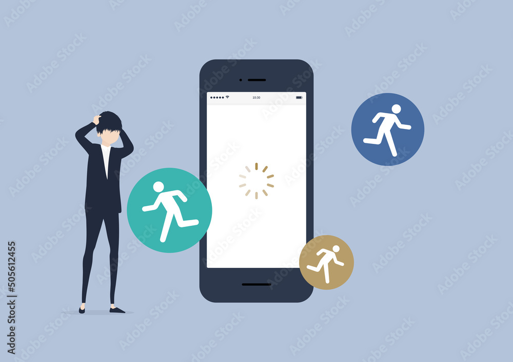 Fototapeta ページ表示速度が遅いと離脱率が上がります！なイラスト素材｜mayucolor02