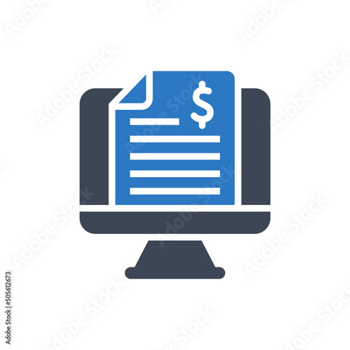 Online receipt icon vector graphic illustration