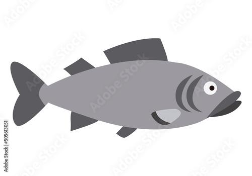 Icono de pez gris en fondo blanco.