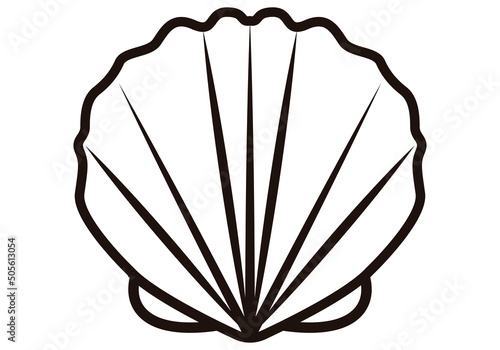 Icono de concha o almeja en fondo blanco.