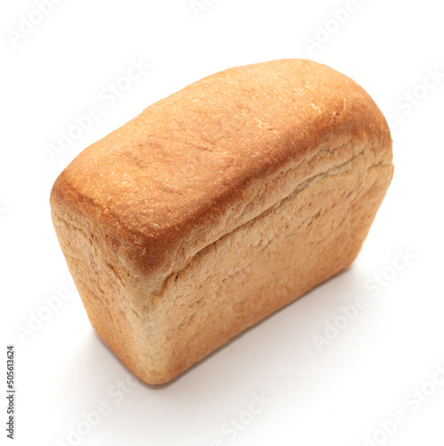 Fresh loaf of bread isolated on white background.